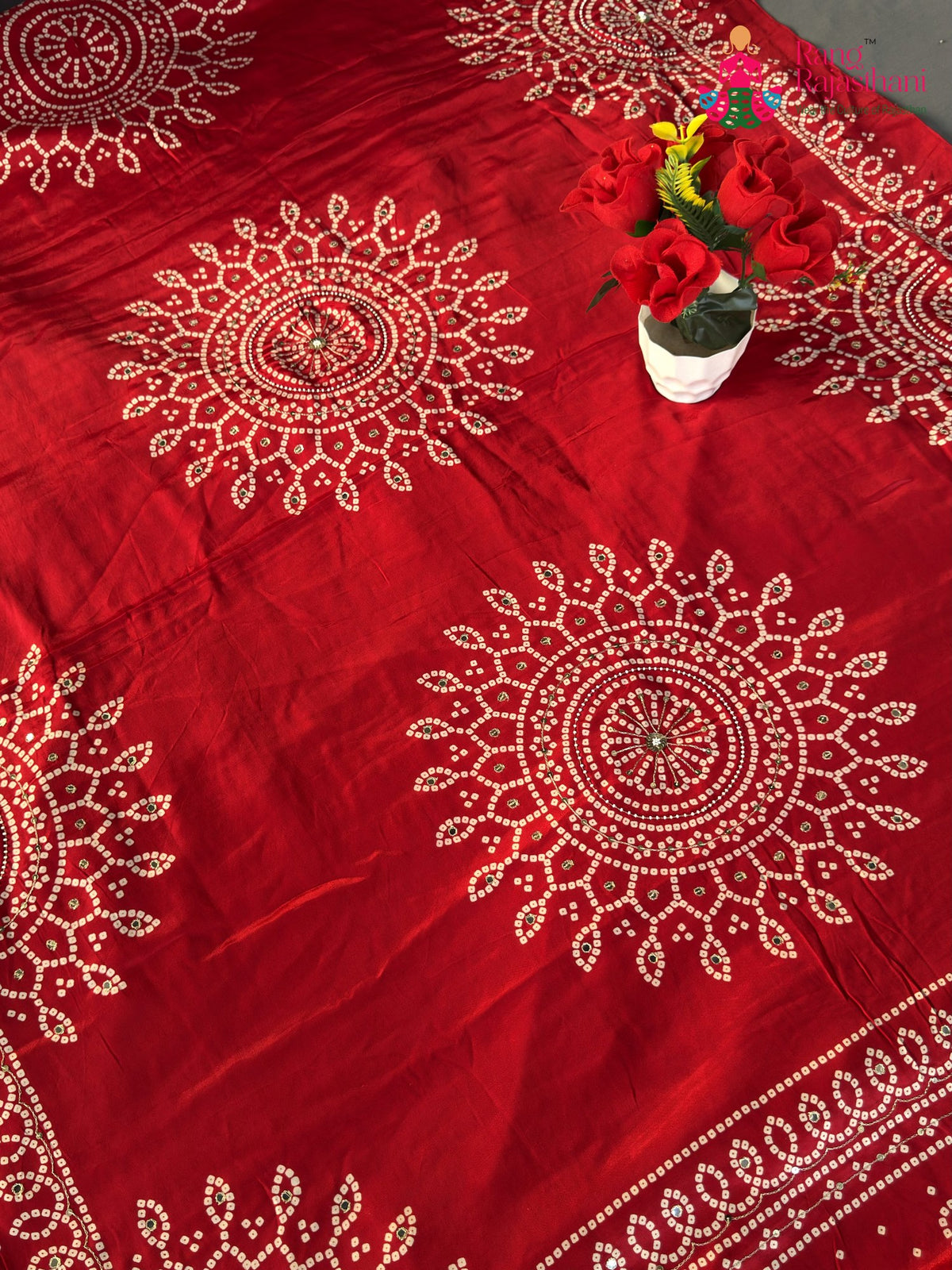 Red Pure Modal Silk Gota Patti Saree for Mayra Ceremony | Buy Online