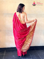 Red Pure Modal Silk Gota Patti Saree for Bridal | Shop Latest