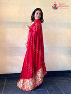 Red Pure Modal Silk Gota Patti Saree for Bridal | Shop Latest