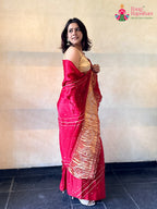 Red Pure Modal Silk Gota Patti Saree for Bridal | Shop Latest