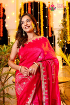 Red Pure Russian Silk Bandhani Weaving Chunri Saree for Mayra Ceremony | Latest Pick