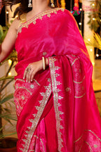 Red Pure Russian Silk Bandhani Weaving Chunri Saree for Mayra Ceremony | Latest Pick