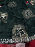 Red Pure Russian Silk Hand Embellishment Saree for Mayra Ceremony | Lightweight Pick
