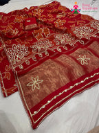 Red Pure Russian Silk Gota Patti Work Saree : Warm Charm