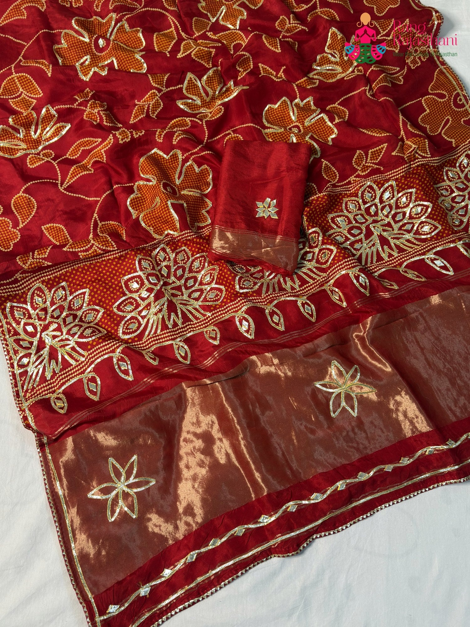 Red Pure Russian Silk Bandhani Chunri Saree for Karwa Chauth | Premium Edit