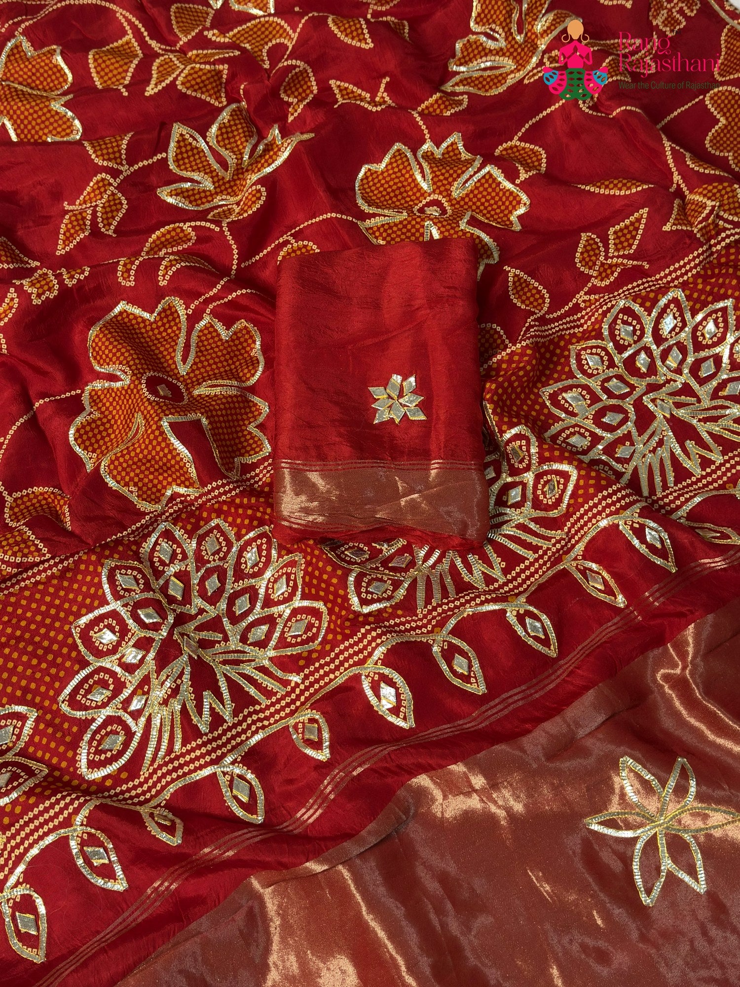 Red Pure Russian Silk Bandhani Chunri Saree for Karwa Chauth | Premium Edit