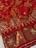 Red Pure Russian Silk Bandhani Print Saree for Karwa Chauth | Ethnic Wear