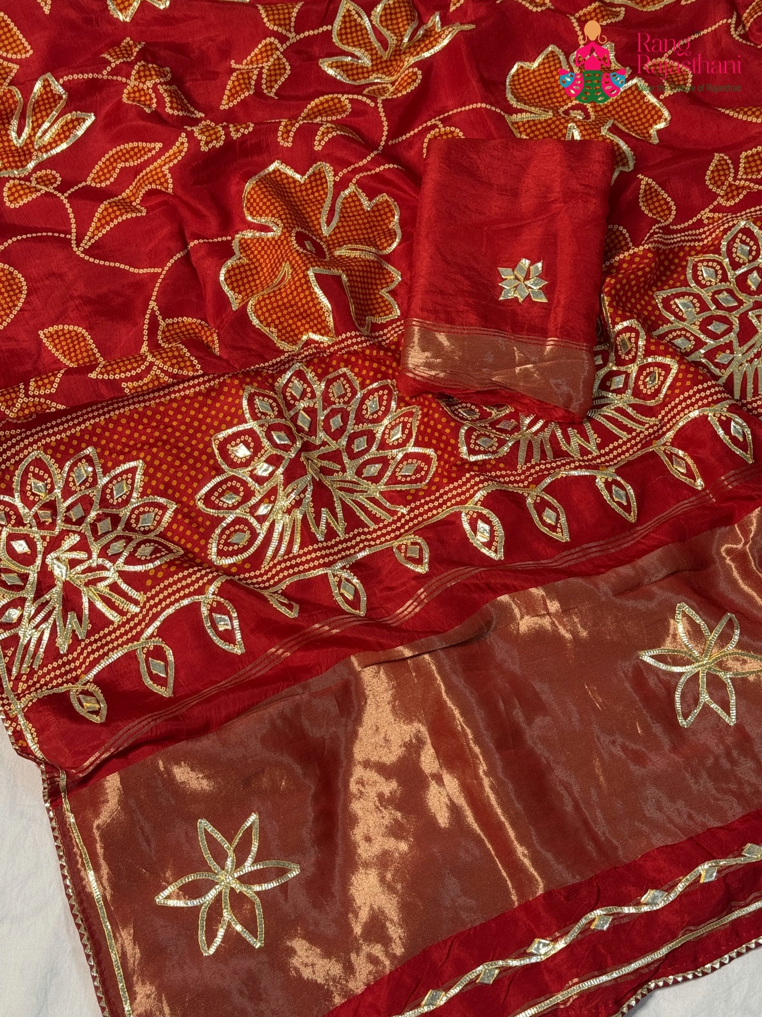 Red Pure Russian Silk Bandhani Chunri Saree for Karwa Chauth | Premium Edit
