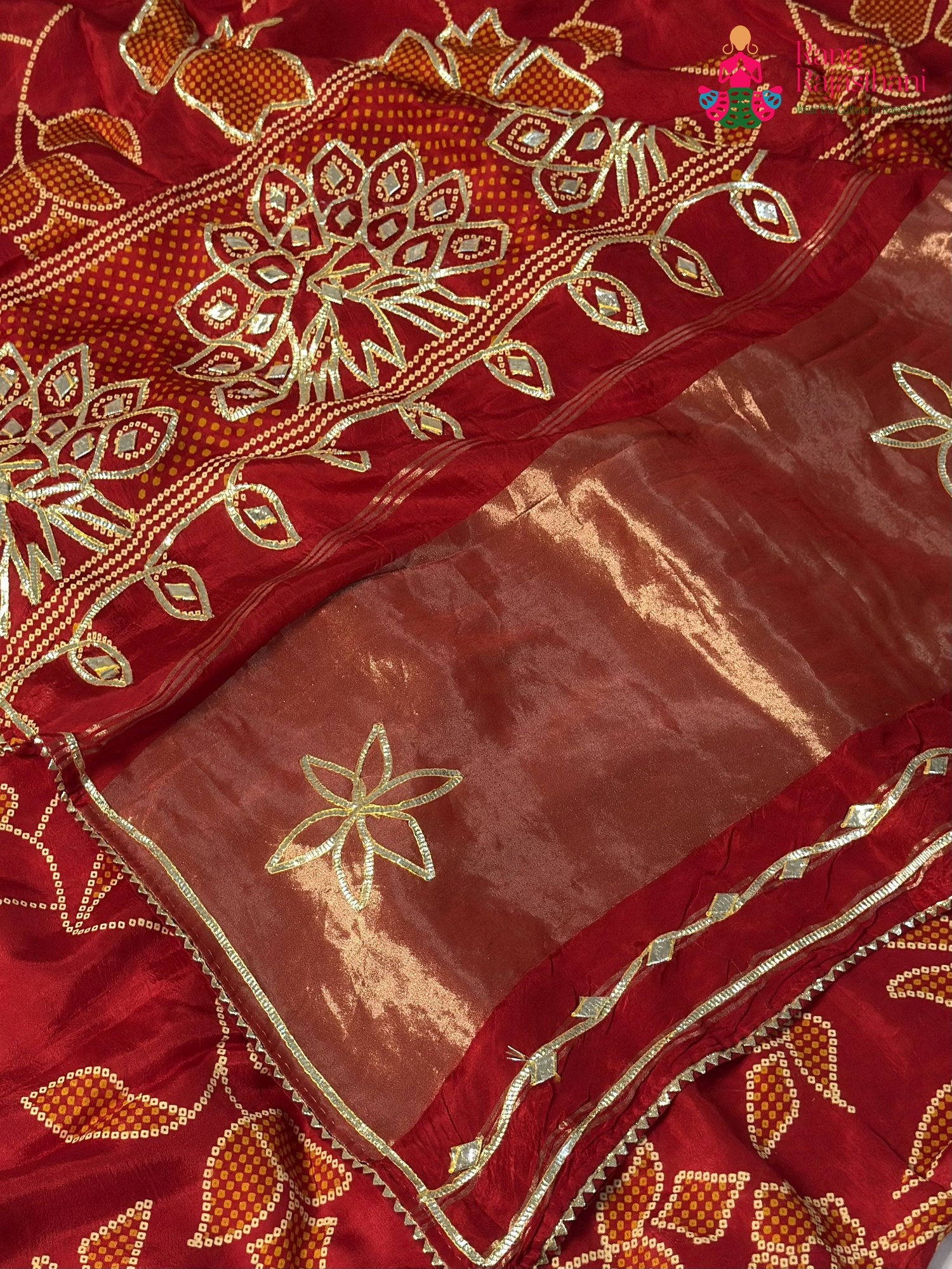 Red Pure Russian Silk Bandhani Chunri Saree for Karwa Chauth | Premium Edit
