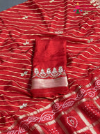 Red Pure Russian Silk Gota Patti Leheriya Saree for Mayra Ceremony | Statement Pick