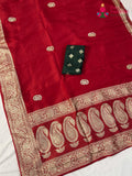 Red Pure Russian Silk Gota Patti Saree for Karwa Chauth | Curated Look