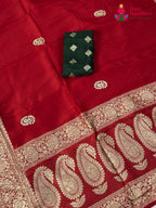 red pure russsian silk gota patti saree ethnic wear by Rang Rajasthani