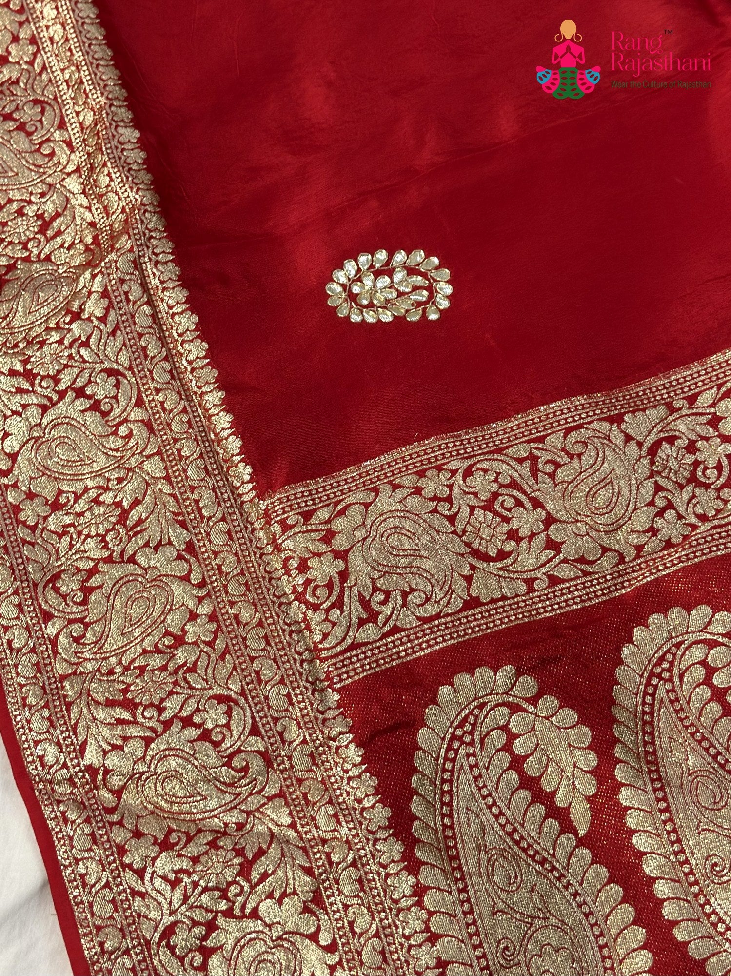 Red Pure Russian Silk Gota Patti Saree for Karwa Chauth | Curated Look