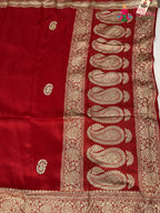 design pattern of red pure russsian silk gota patti saree