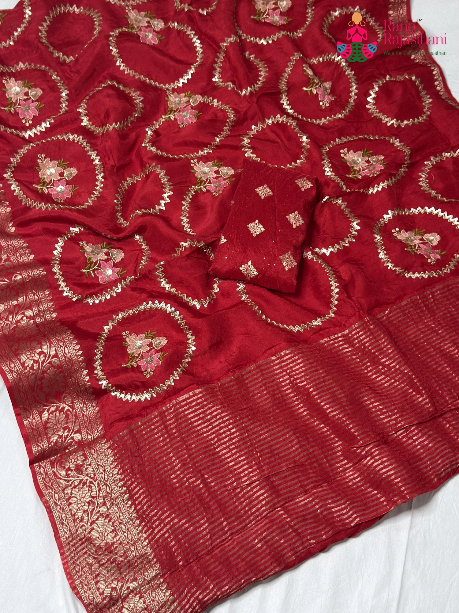 Red Pure Russian Silk Sequin Saree for Karwa Chauth | Shop Now