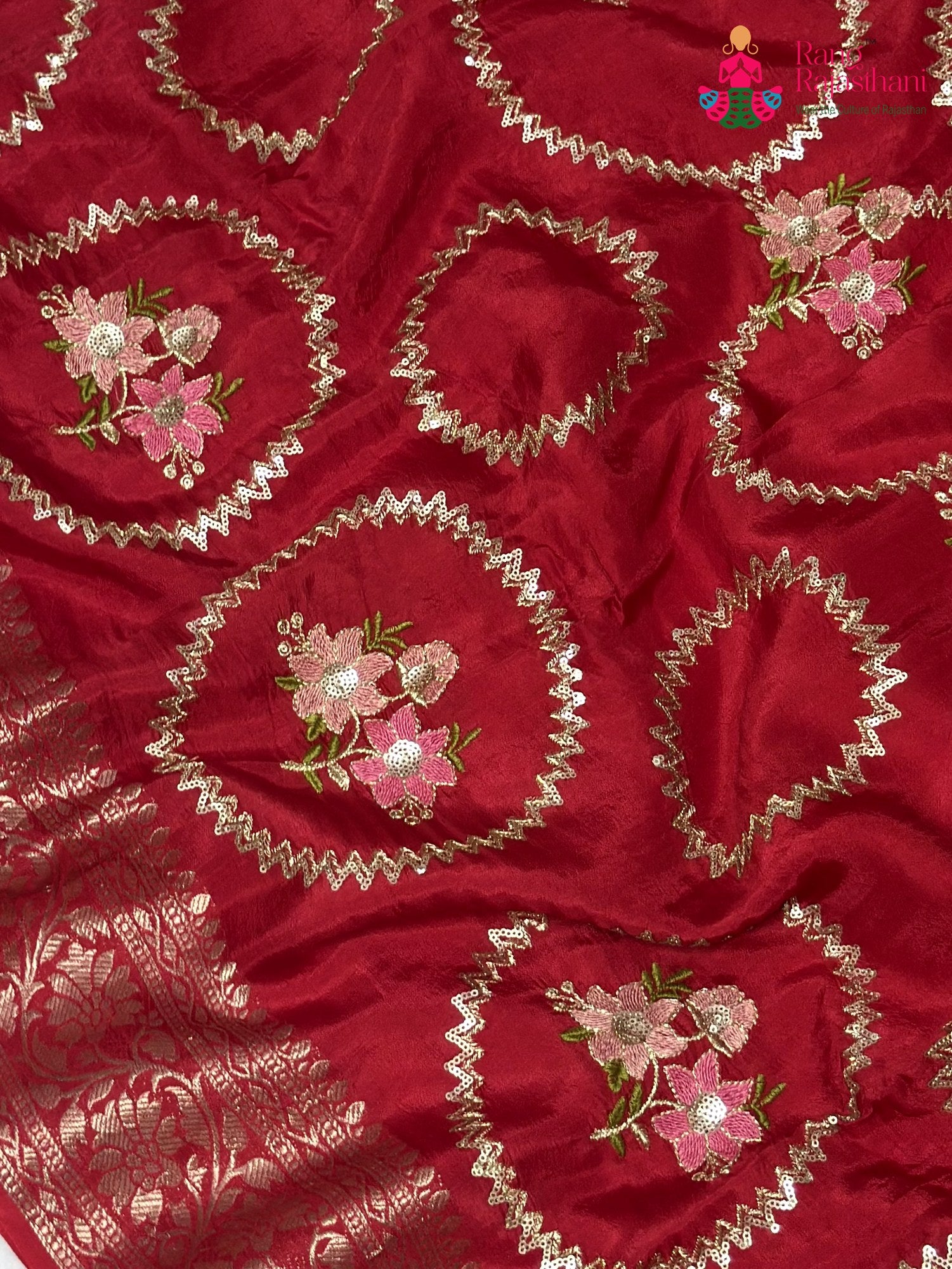 Red Pure Russian Silk Sequin Saree for Karwa Chauth | Shop Now