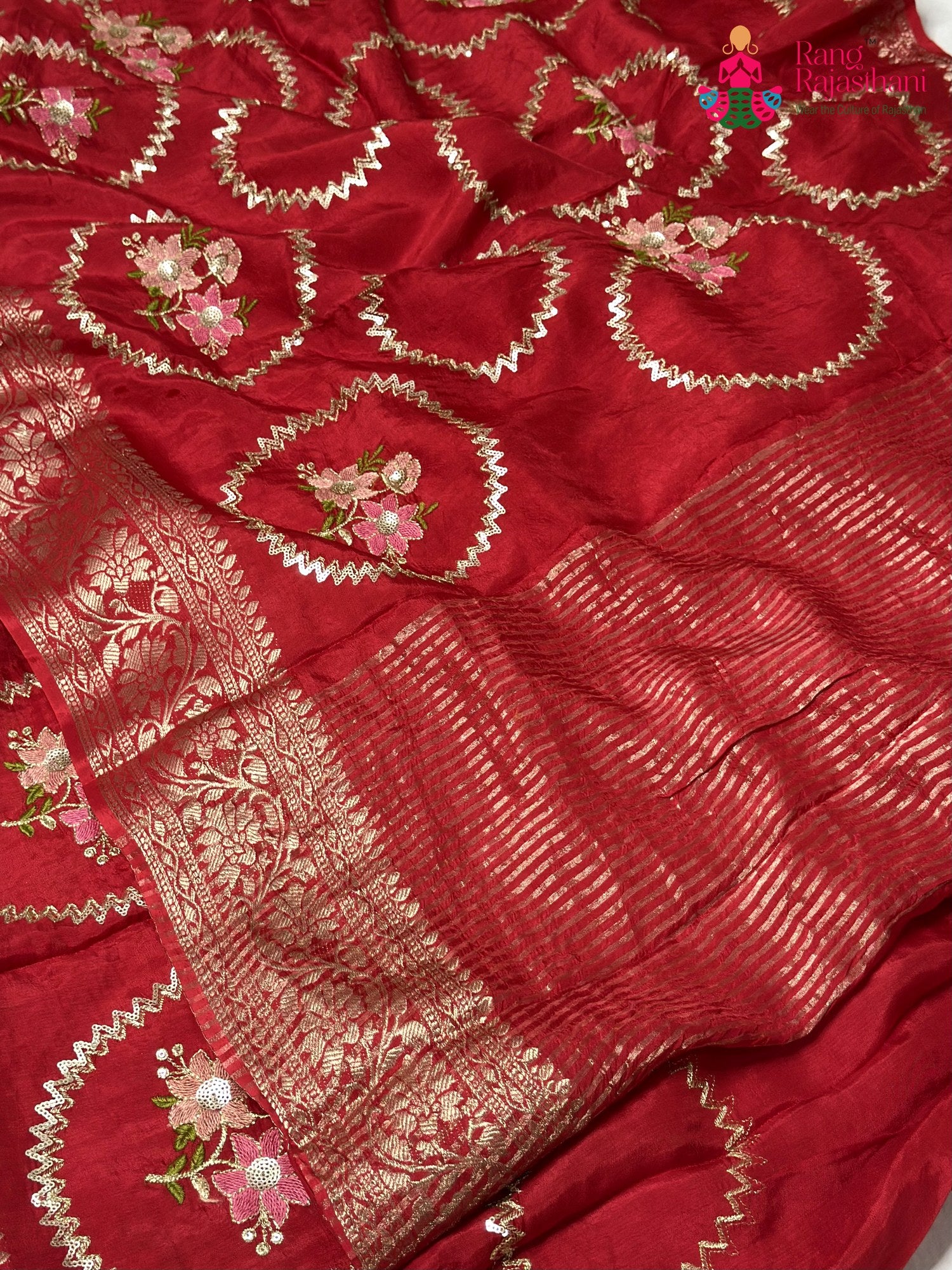 Red Pure Russian Silk Sequin Saree for Karwa Chauth | Shop Now
