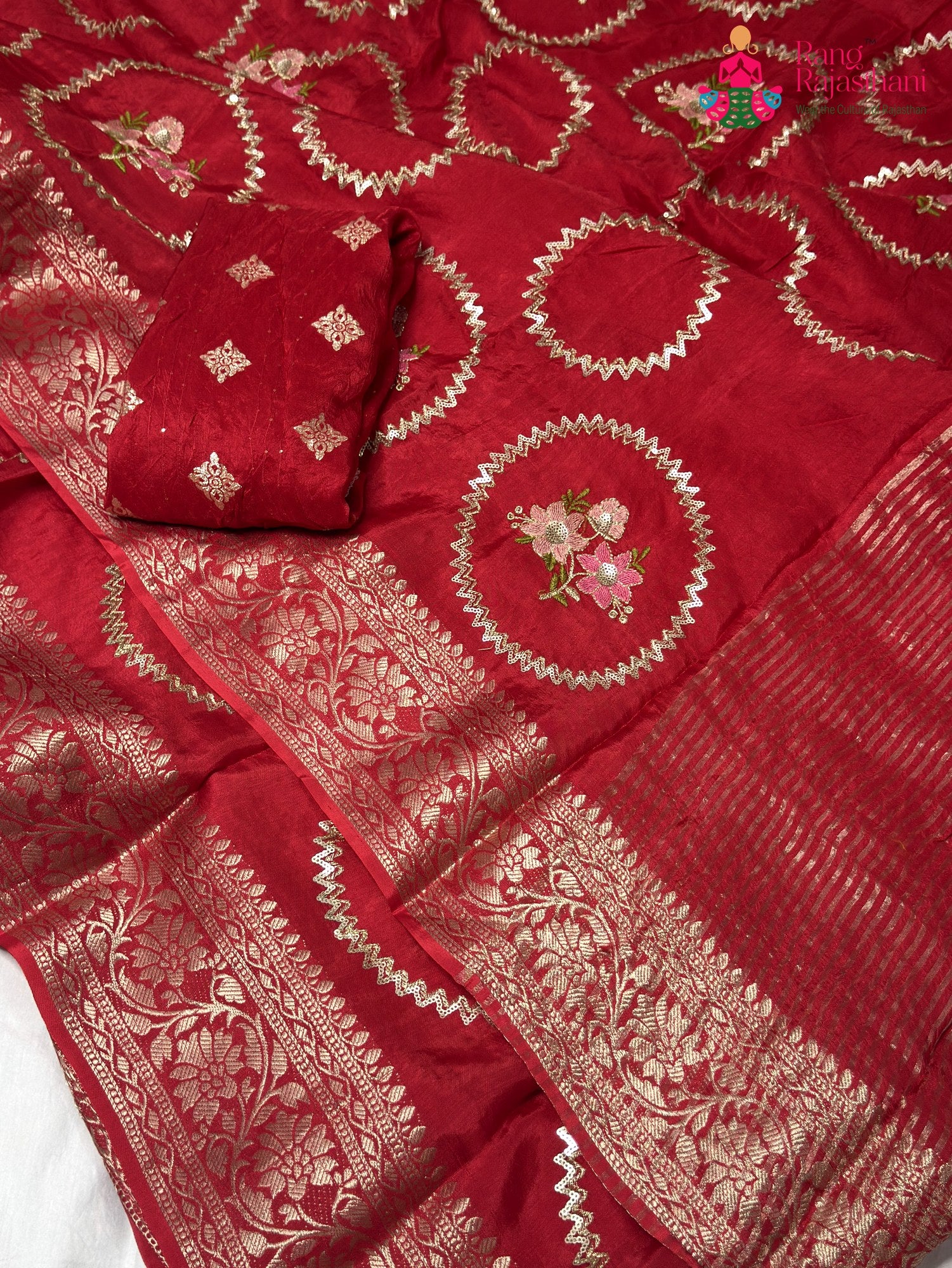 Red Pure Russian Silk Sequin Saree for Karwa Chauth | Shop Now