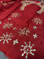 complete look of red pure upada silk gota patti blouse 3803