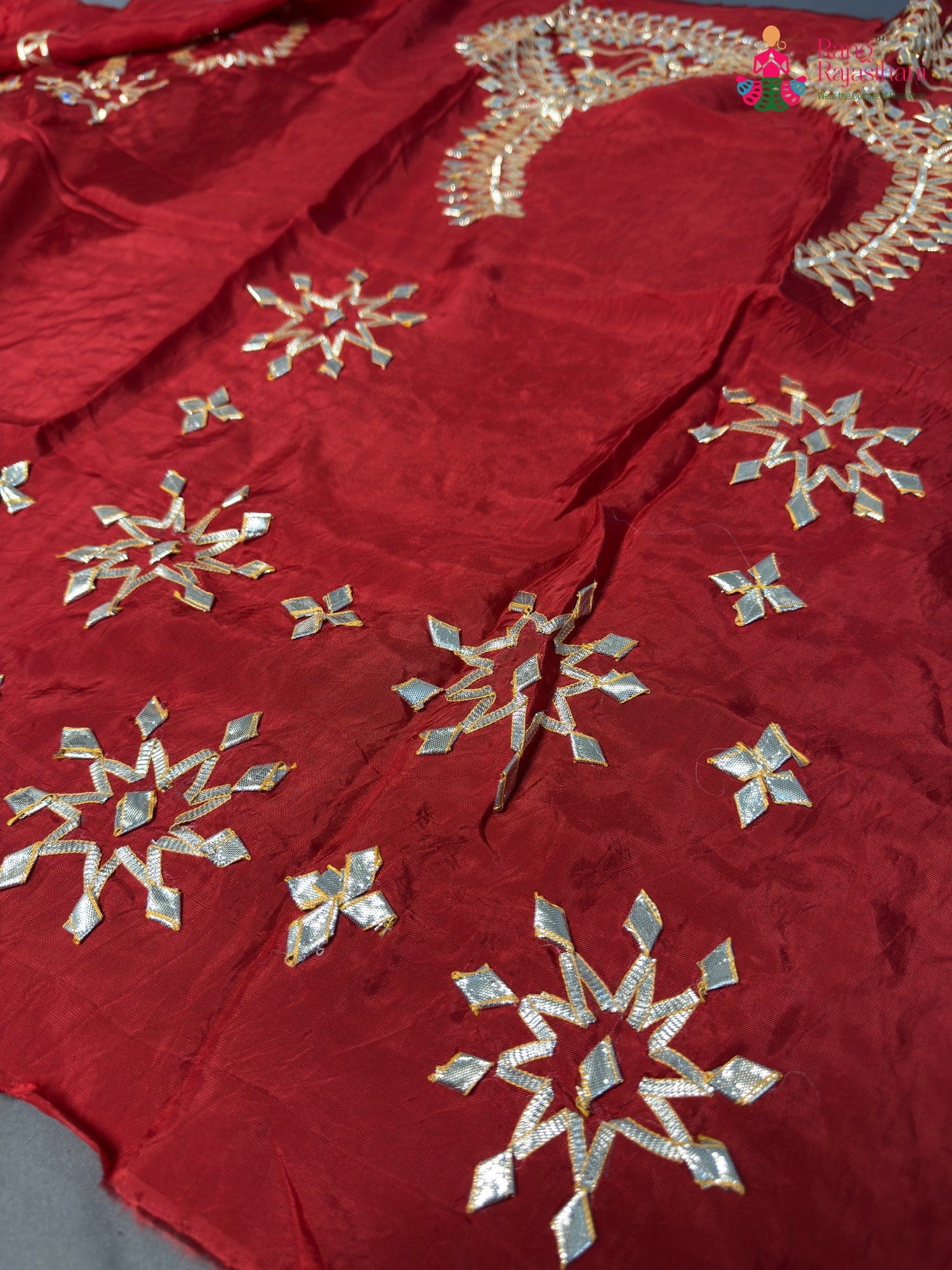 complete look of red pure upada silk gota patti blouse 3803