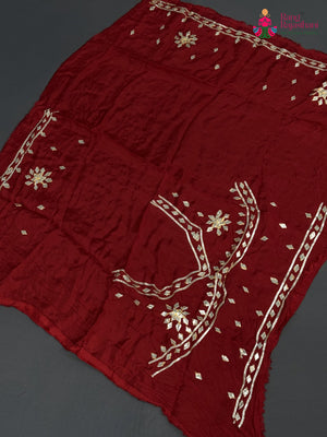 Red Pure Upada Silk Gota Patti Unstitched Blouse for Festive Celebration | Festive Collection