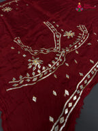 pallu detailing of red pure upada silk gota patti blouse 3809