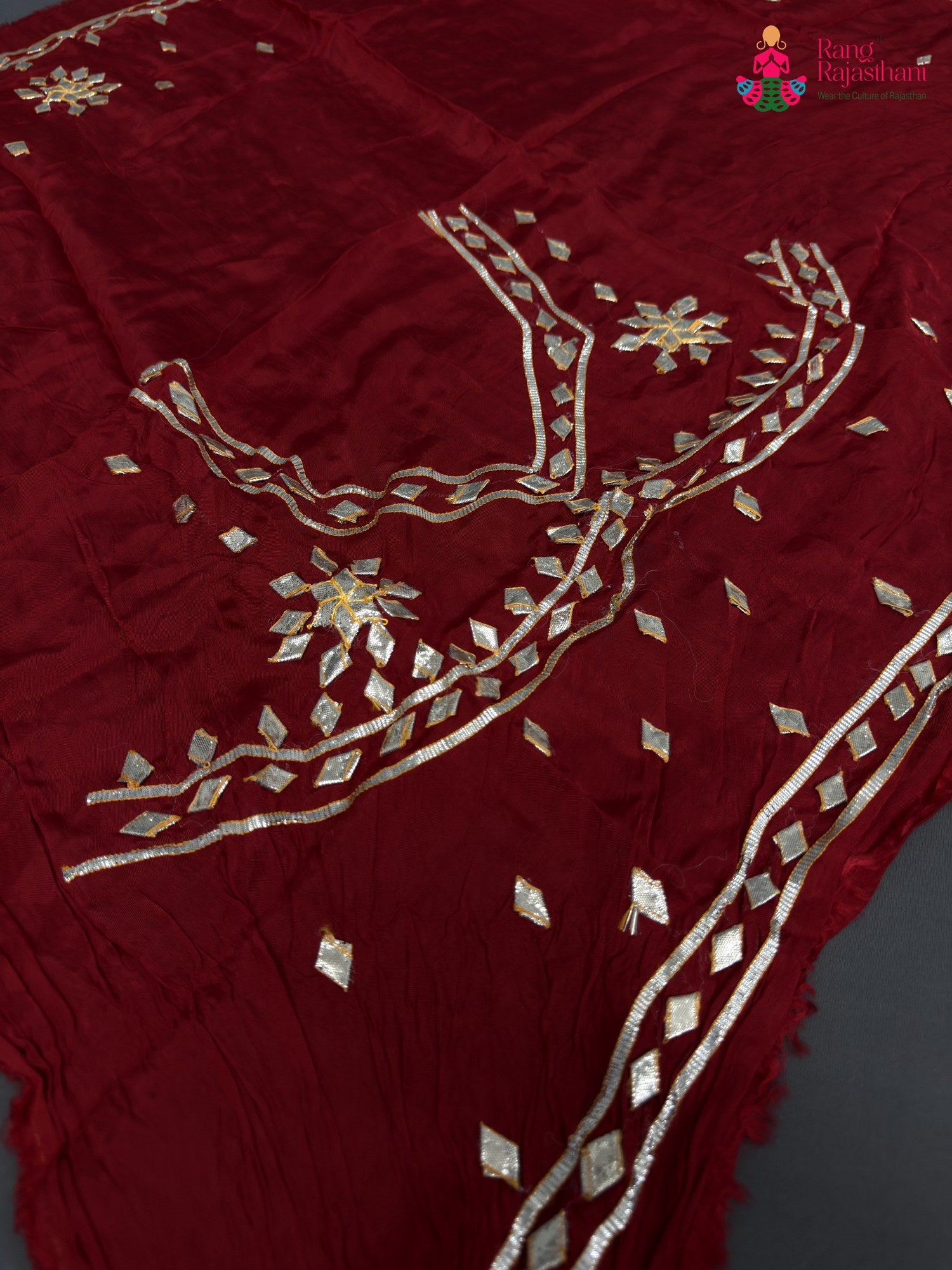 pallu detailing of red pure upada silk gota patti blouse 3809