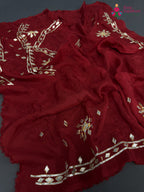 complete look of red pure upada silk gota patti blouse 3809