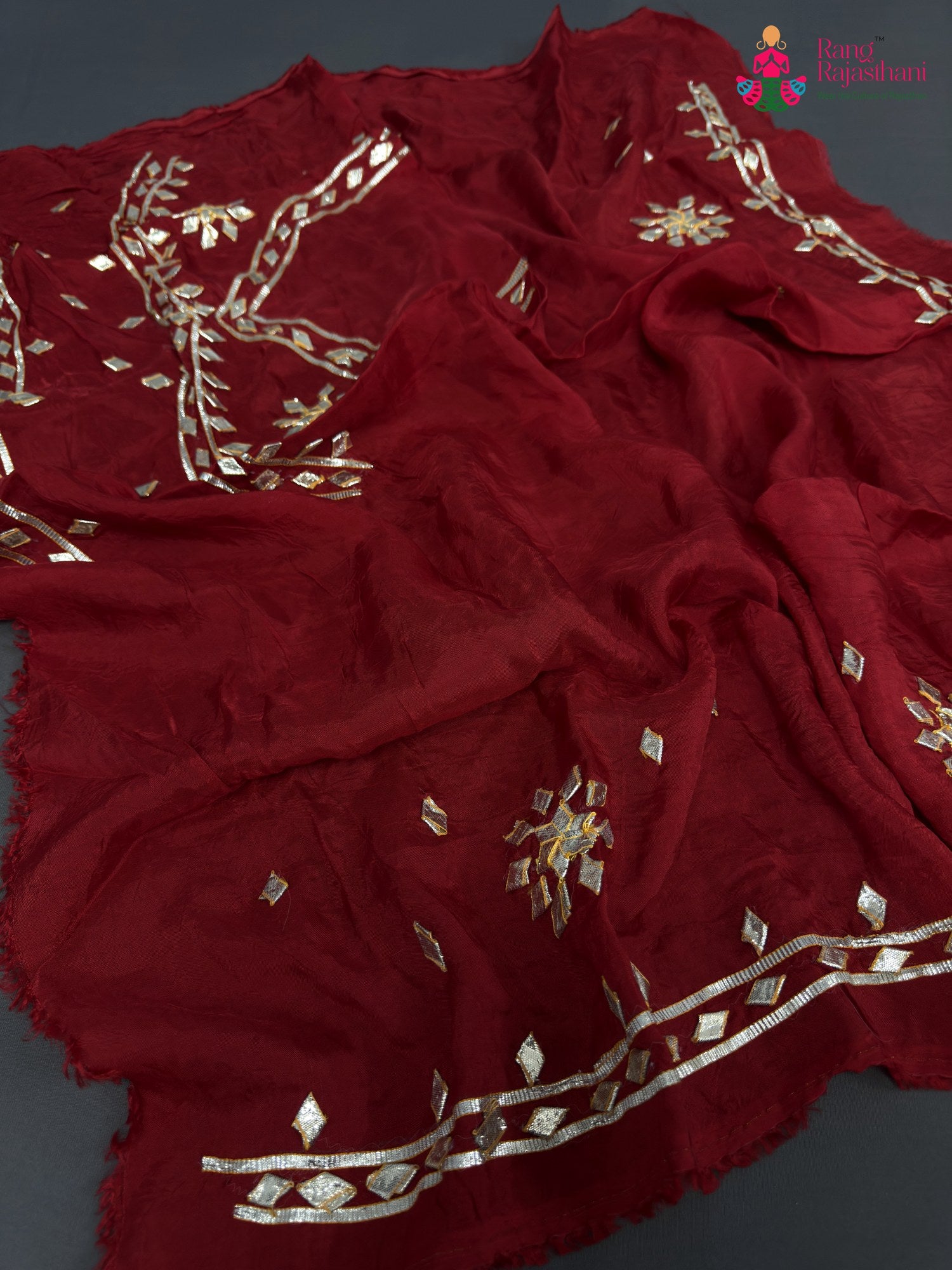 complete look of red pure upada silk gota patti blouse 3809