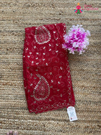 Red Pure Upada Silk Gota Patti Saree for Festive Celebration | Designer Pick