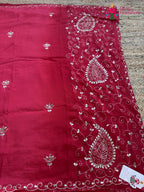 Red Pure Upada Silk Gota Patti Saree for Festive Celebration | Designer Pick