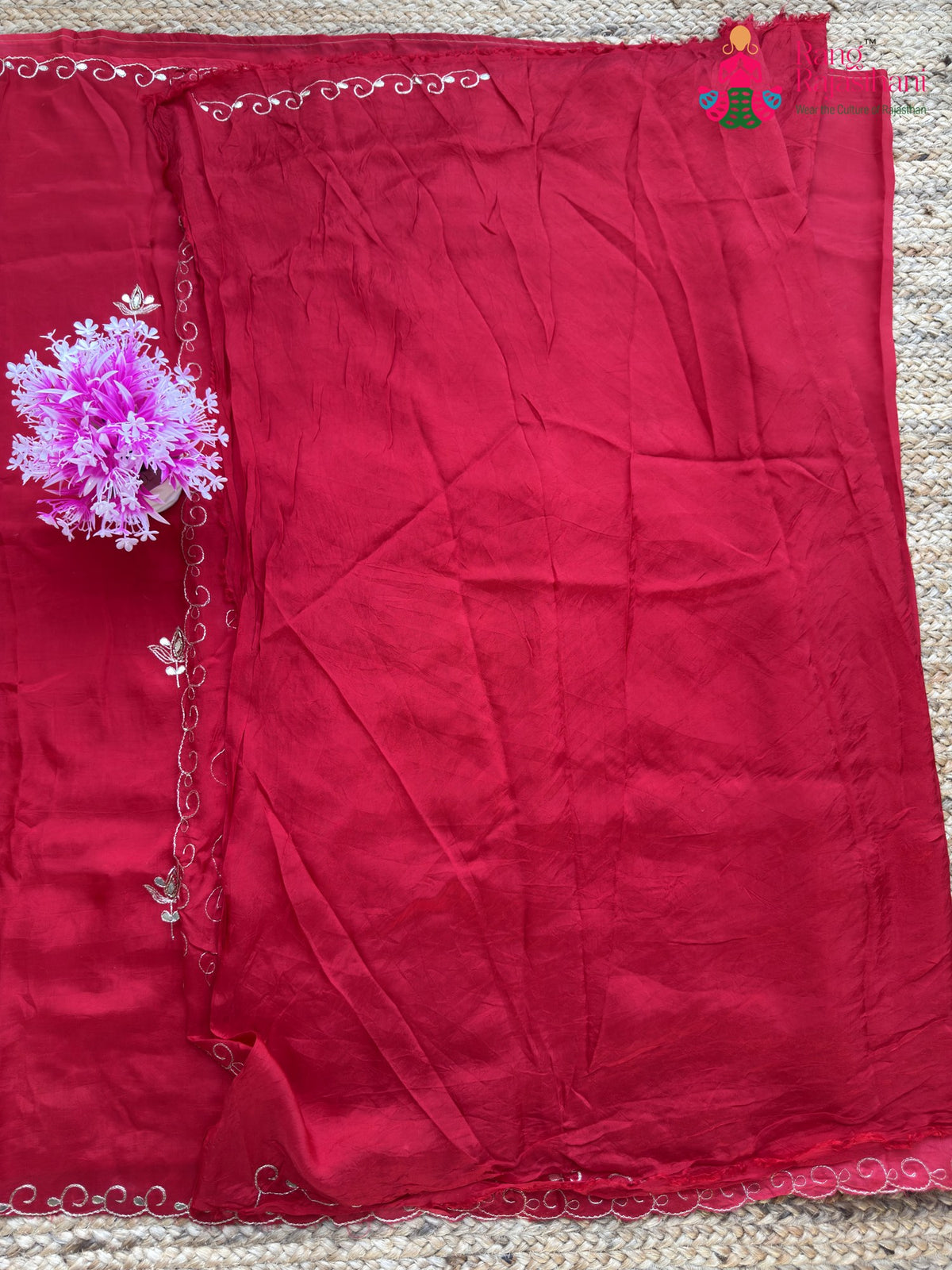 Red Pure Upada Silk Gota Patti Saree for Festive Celebration | Designer Pick