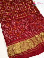 red russian silk bandhani gharchola saree ethnic wear by Rang Rajasthani