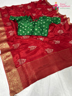 fabric texture of red silk saree