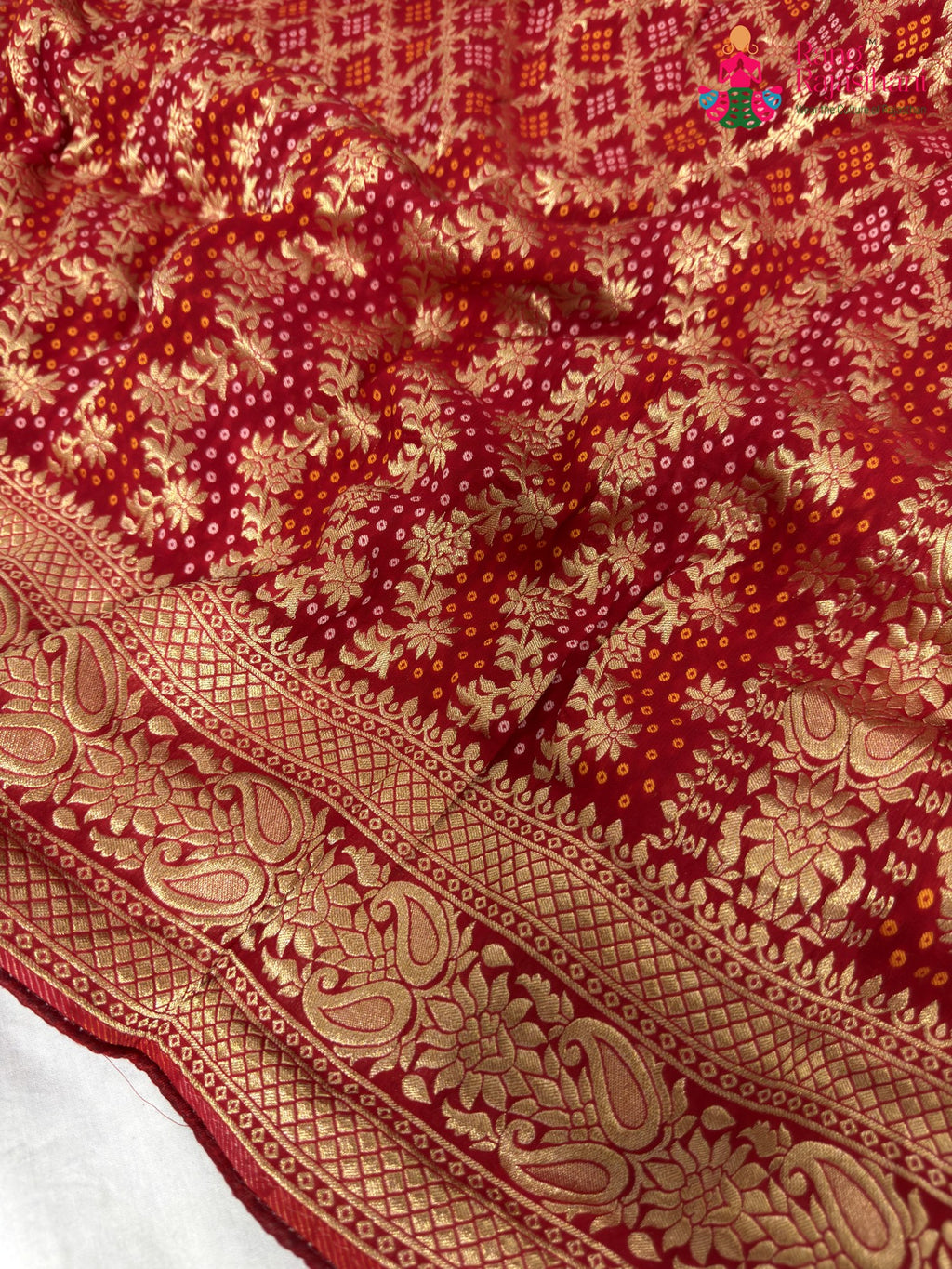 red soft georgette banarasi zari weave dupatta 2561 by Rang Rajasthani