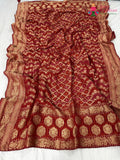 pallu detailing of red soft georgette banarasi zari weave dupatta 2561