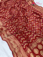 complete look of red soft georgette banarasi zari weave dupatta 2561