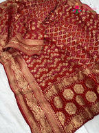 border detailing of red soft georgette banarasi zari weave dupatta 2561