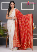 Red Soft Georgette Banarasi Zari Weave Dupatta for Festive Wear | Artisan Craft