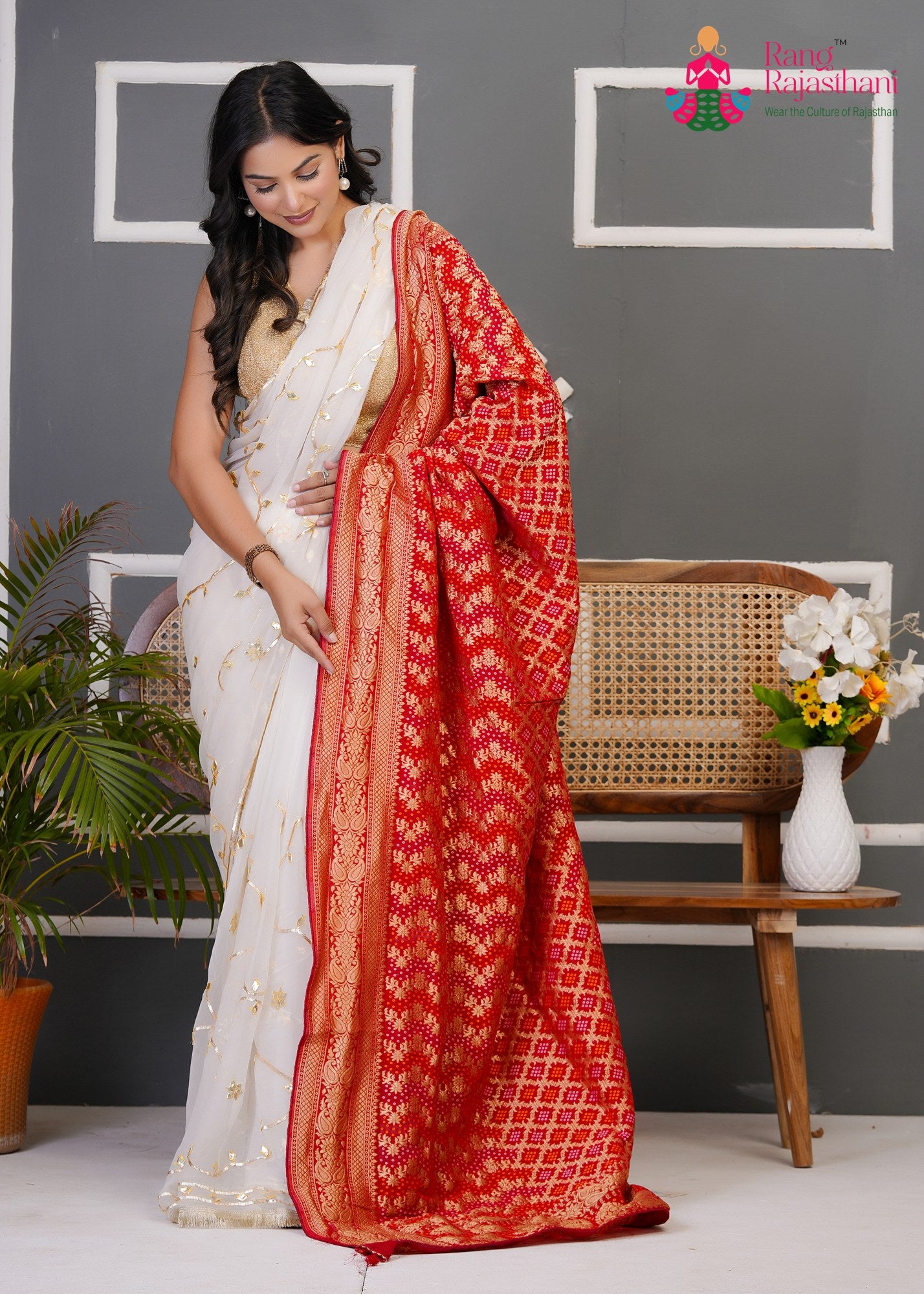 Red Soft Georgette Banarasi Zari Weave Dupatta for Festive Wear | Artisan Craft