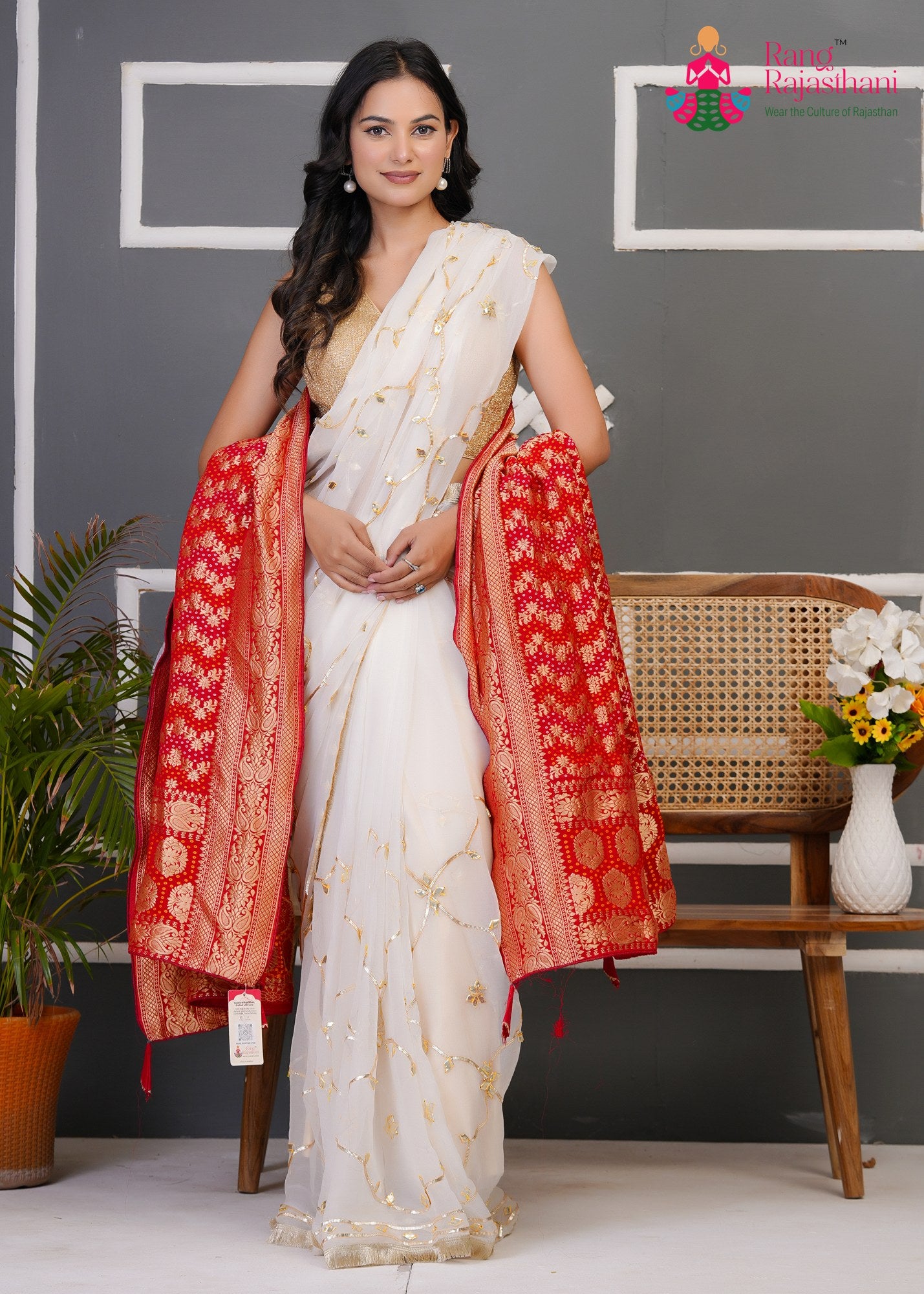Red Soft Georgette Banarasi Zari Weave Dupatta for Festive Wear | Artisan Craft