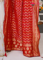 Red Soft Georgette Banarasi Zari Weave Dupatta for Festive Wear | Artisan Craft