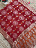 red soft georgette banarasi zari weave gharchola saree ethnic wear by Rang Rajasthani