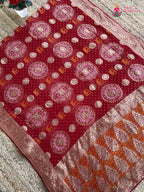 red soft georgette banarasi zari weave gharchola saree ethnic wear by Rang Rajasthani