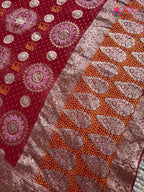 border detail of red soft georgette banarasi zari weave gharchola saree