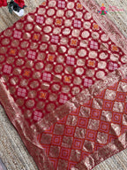 red soft georgette banarasi zari weave gharchola saree ethnic wear by Rang Rajasthani