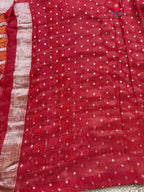 design pattern of red soft georgette banarasi zari weave gharchola saree