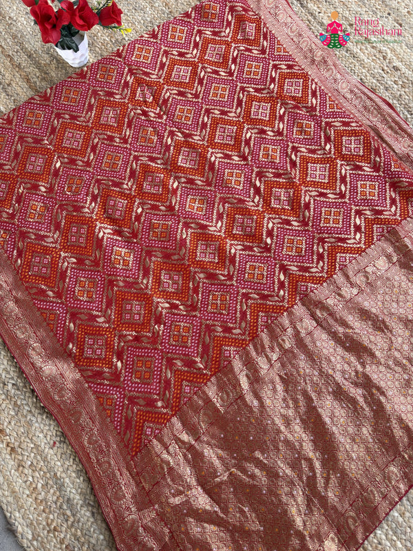 Red Soft Georgette Banarasi Zari Weave Gharchola Saree for Red Puja Sarees | Designer Pick