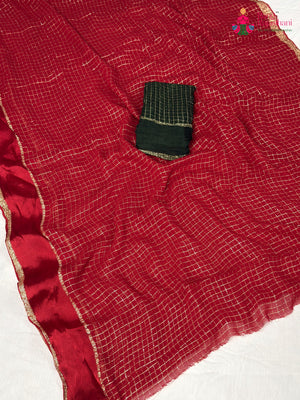Red Soft Georgette Banarasi Zari Weave Saree for Festive Celebration | Shop Latest