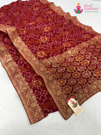 complete look of red soft georgette bandhani saree